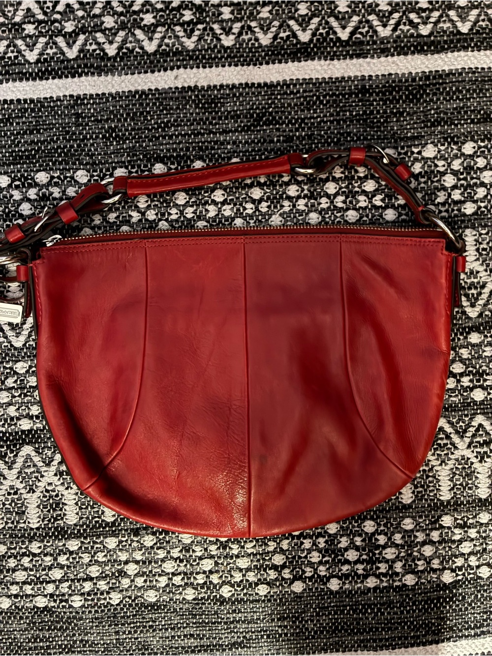 Red Leather Shoulder Bag - Women